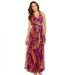 Leslie Fay Printed Halter
Maxi Dress
